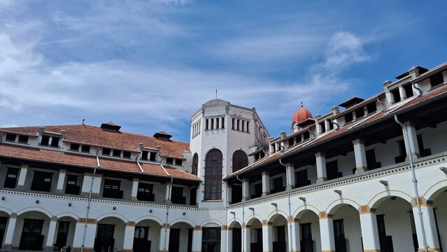 The Lawang Sewu building in Semarang City on a bright morning.