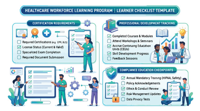 Healthcare Workforce Learning Program Learner Checklist Template Infographic.