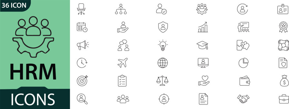 Hrm icons set for human resource management