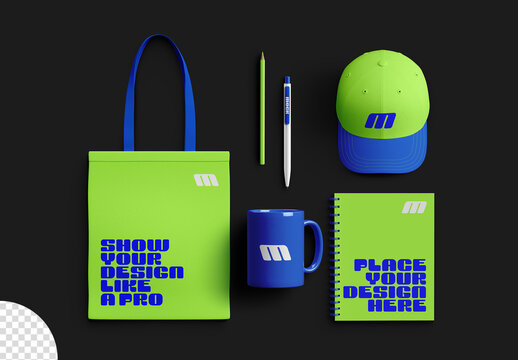 Merchadise Branding Mockup Set Isolated Scene Creator