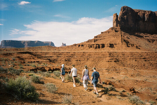 Family hiking Arizona Monument Valley film