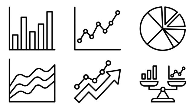 Mono-chrome graphical representations of data analysis and business concepts