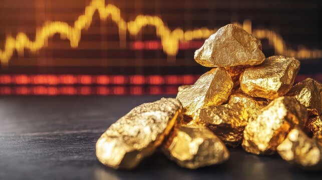 Gold bullion and financial market performance chart, representing investment and economic trends