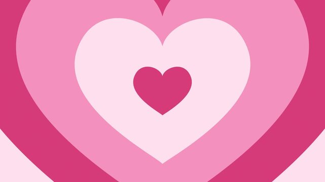 Abstract cute pastel pink concentric hearts tunnel background loop