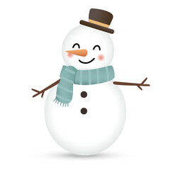 Obraz premium Cute Snowman Character Winter Holiday Vector Illustration