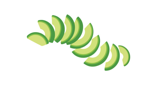 Sliced Fresh Green Avocado Vector Illustration