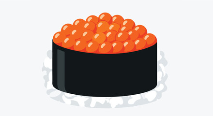 Salmon Roe Ikura Gunkan Maki Sushi Flat Vector Illustration © Ibnu