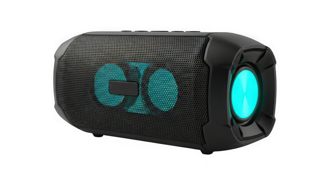 Black bluetooth speaker with blue light