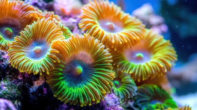 Vibrant Coral Reef Ecosystem Showcasing Intricate Marine Life and Natural Patterns in Clear Underwater Environment