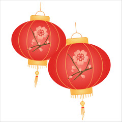 Obraz premium Red Chinese Lanterns for Lunar New Year Celebration Vector Illustration