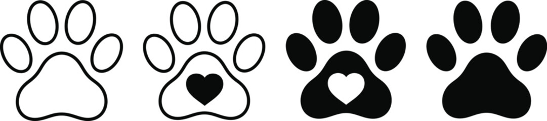Black and white dog paw prints with heart © Md. Musaddik Rahman