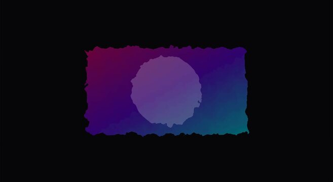 Abstract gradient liquid circle animation with rough edge frame overlay animation