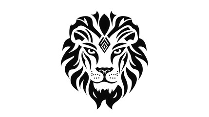 Obraz premium Stylized lion head logo design, tribal art vector illustration isolated on white background