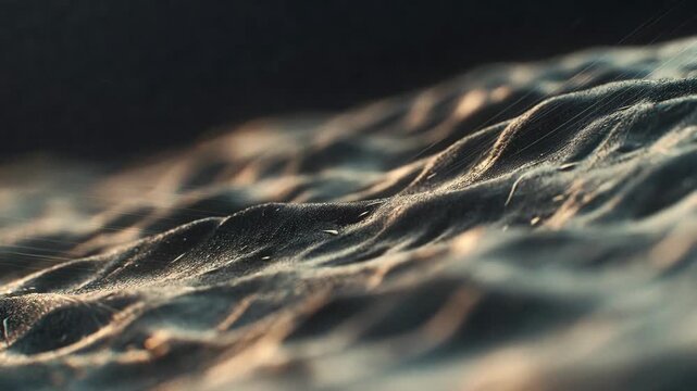 Closeup view of textured sand-like surface in abstract style on dark background showing concept of nature patterns