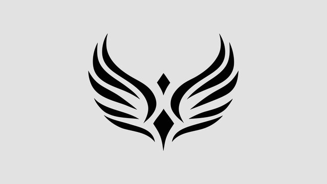 Abstract wing logo template design with geometric element, black wing vector icon.