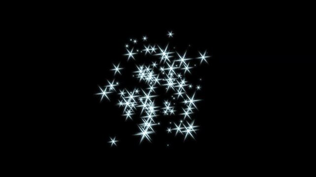 glowing twinkling glitter star, on black screen background 4k video, Magic sparkles glitter blast stars. doodle glitter trail, blinking cartoon stars, magic sparkles