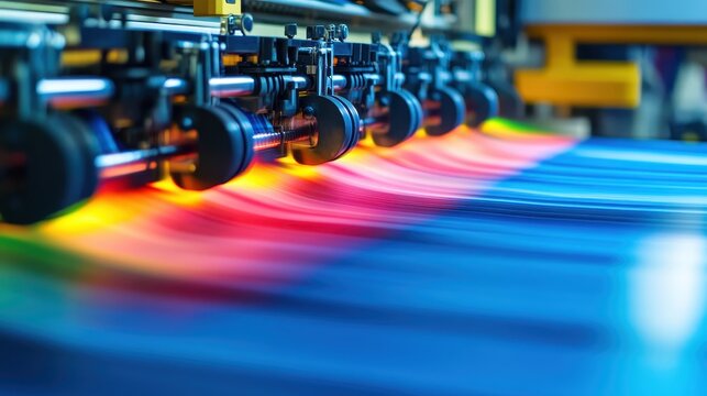 Advanced Industrial Inkjet Printing Technology Showcasing Vibrant Fluid Ink Application in Production