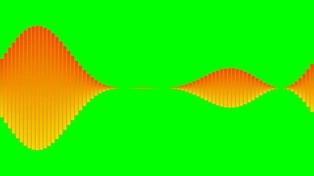 Animated audio wave equalizer bars with orange gradient on green screen