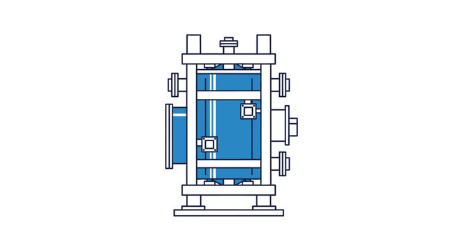 Professional Vector illustration of an industrial glycol chiller unit and heat exchanger system for cooling and temperature control in factories
