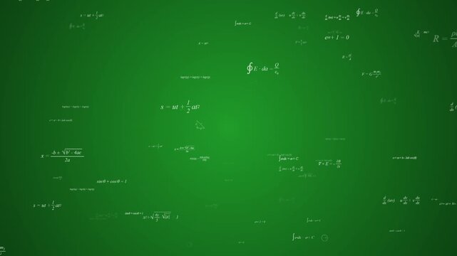 Hd Floating Mathematical and Physics Formulas on Green Chalkboard Background