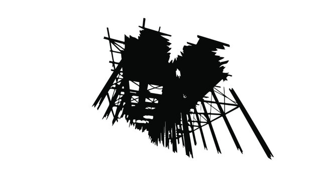 Scaffolding structure represents the complex framework of an industrial building site.