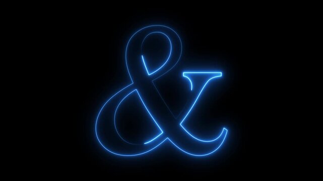 Neon BBlue Glowing Neon Ampersand Symbol Animation on Black Backgroundlue Ampersand with Heart Logo Design