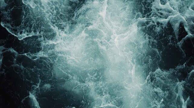 Turbulent Ocean Waters With Crashing Waves And Dramatic Churning