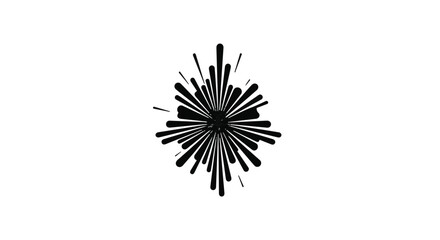 Fototapeta premium Starburst graphic element radiates energy with bold lines on a clean white background.