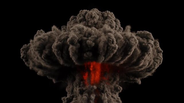 Explosion and smoke on black background.