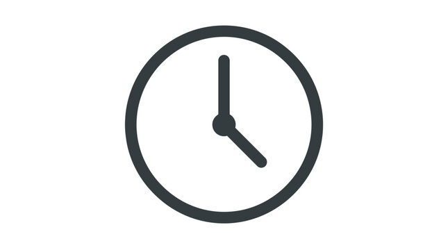 Minimalist vector illustration of a simple circular clock face design with bold dark grey lines