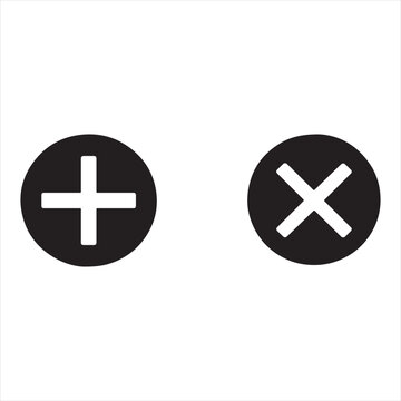 Plus and Minus Symbols: A graphic representation of a plus and a minus symbol enclosed in black circles, indicating options or choices.
