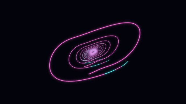 Abstract glowing neon tunnel with pink and cyan spiraling lights