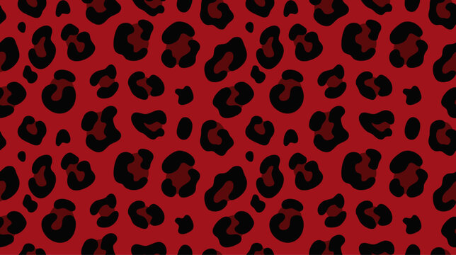 Red leopard print pattern repeating animal skin texture
