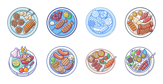 Brain slices showing different regions colored - Colorful cross-section illustrations of brain anatomy with highlighted regions for medical or educational use.