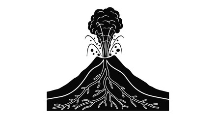 Fototapeta na wymiar Volcano eruption displays powerful natural forces with flowing molten lava layers.