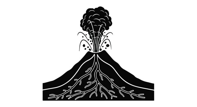 Volcano eruption displays powerful natural forces with flowing molten lava layers.
