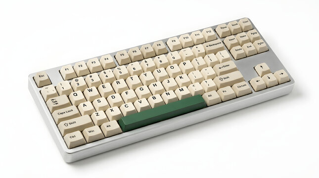 Green Keyboard Key on White Computer Keyboard Isolated on White Background