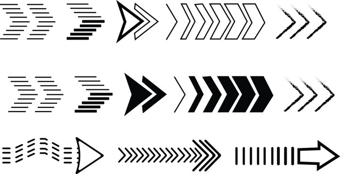 Collection of modern black arrow icons and graphics