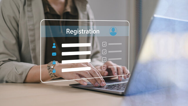 Business owners complete online surveys, register via online registration forms, register new users, and fill out application forms with personal information to create an account on the website.