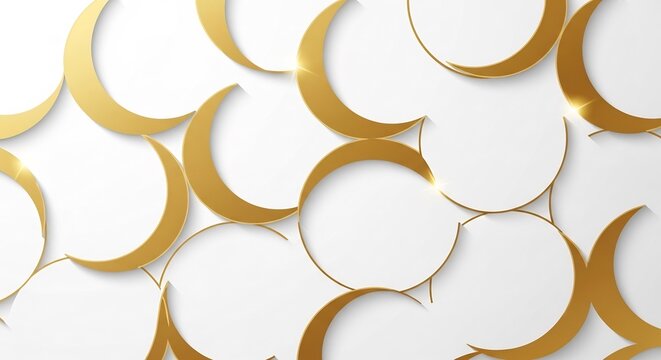 Golden crescent shapes on white background isolated on white background