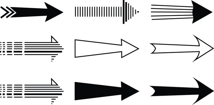 Collection of modern arrow icons in various styles and designs