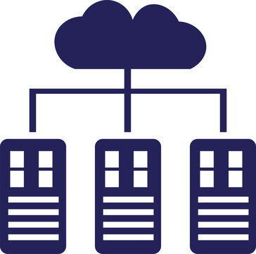 Cloud Network Infrastructure Diagram, Multi Server Data Center Connected to Cloud Computing System, Web Hosting Architecture, Enterprise IT Cloud Storage and Digital Technology Concept