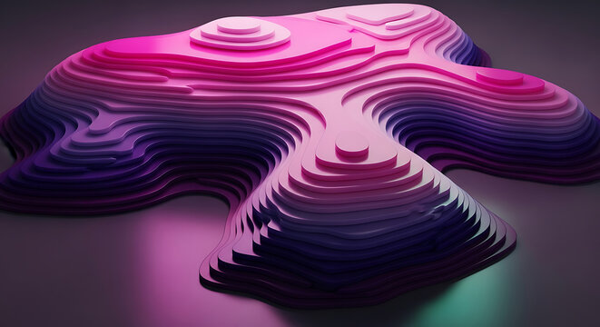 Abstract topographic 3D map gradient surface with topographic abstract gradient elevation geometric structure landscape