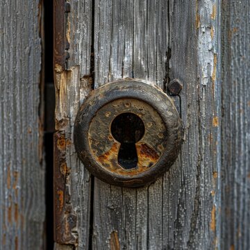 Closeup shot of rusty keyhole on door lock Canon EOS R5 100mm Macro raw style