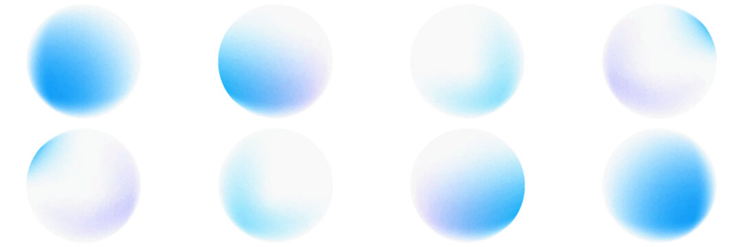 Set color circle gradient noise gradation. Abstract colorful watercolor blur mesh on isolated transparent background.