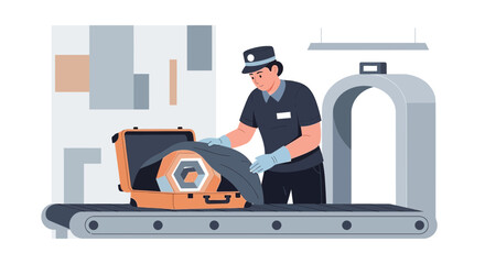 Naklejka premium Airport Security Inspection of Luggage