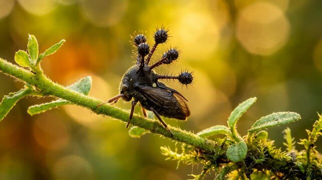 brazilian treehopper in amazon rainforest brazil close up golden light video