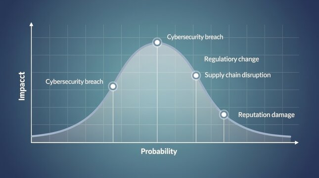 Cybersecurity Risk Distribution Curve Showing Probability of Breaches