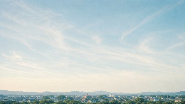 Airy Pale Blue Film Sky With Low Horizon