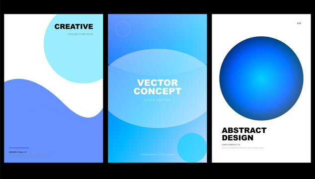 Blue Abstract Poster Template Set with Minimalist Gradient Shapes for Modern Branding